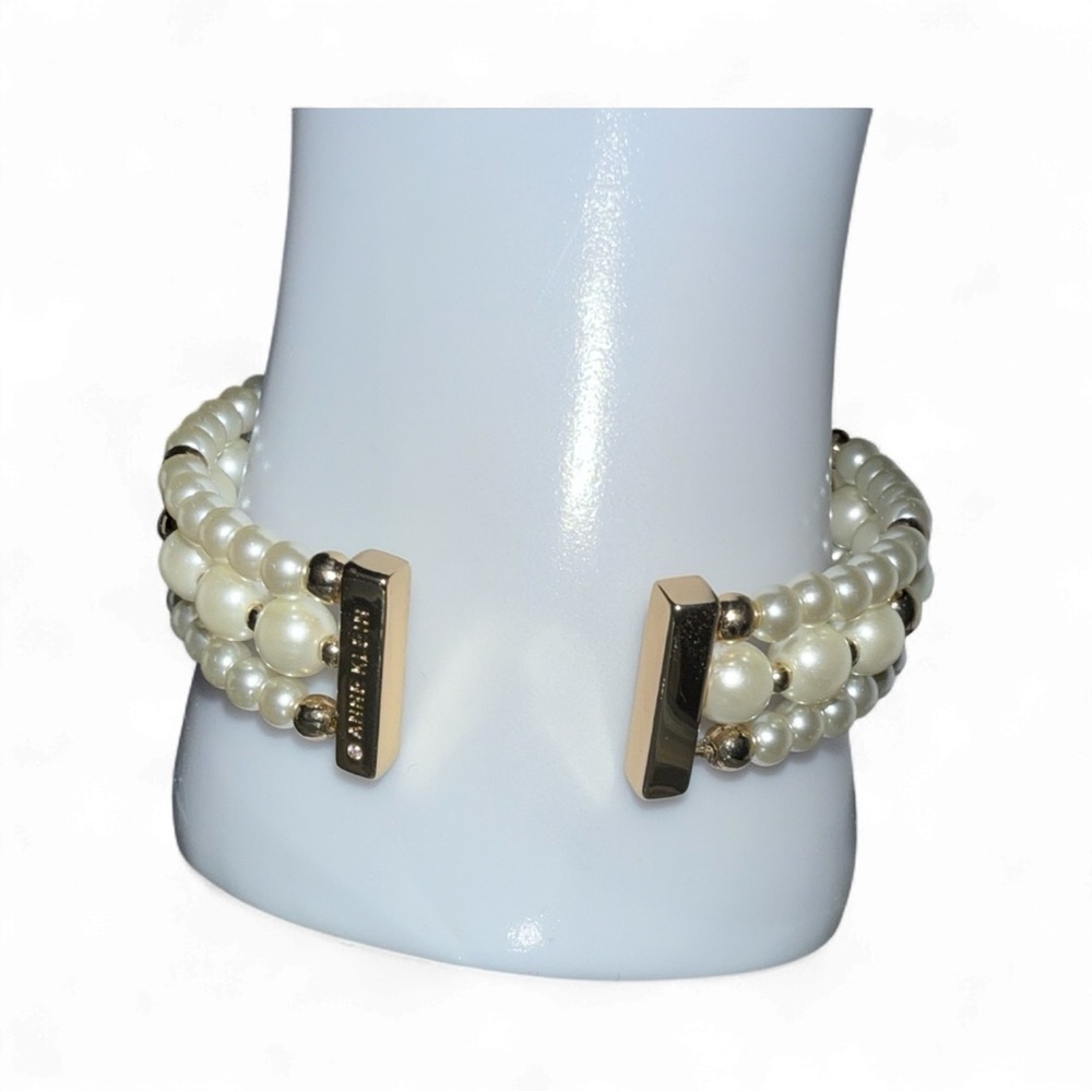 NWT! Anne Klein Faux Pearl & Gold-Tone Cuff Bracelet - Picture 2 of 4